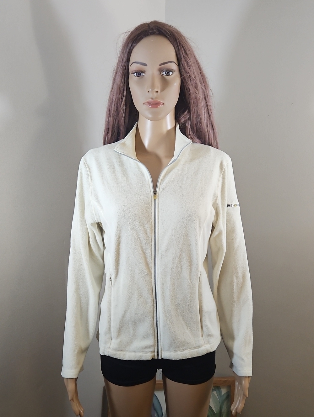 L.L. Bean Women's Cream Full-Zip Teddy Fleece Jacket Size small